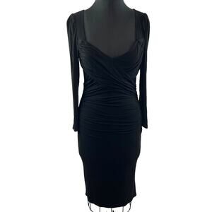 PLENTY by Tracy Reese Ruched Black Stretched Scrunched Dress Size M Medium